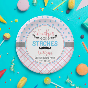 Assiettes En Carton "Lashes Ou Staches" Parti Moderne De Révélation De