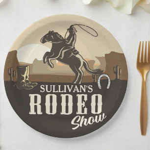 Assiettes En Carton Lasso Roping Roundup ADD NAME Western Rodeo Show