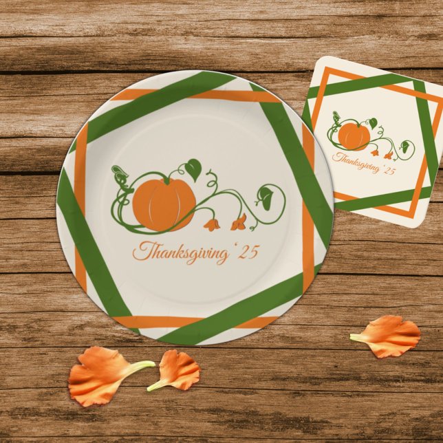 Assiettes En Carton Lattice de vignes citrouilles (Créateur téléchargé)