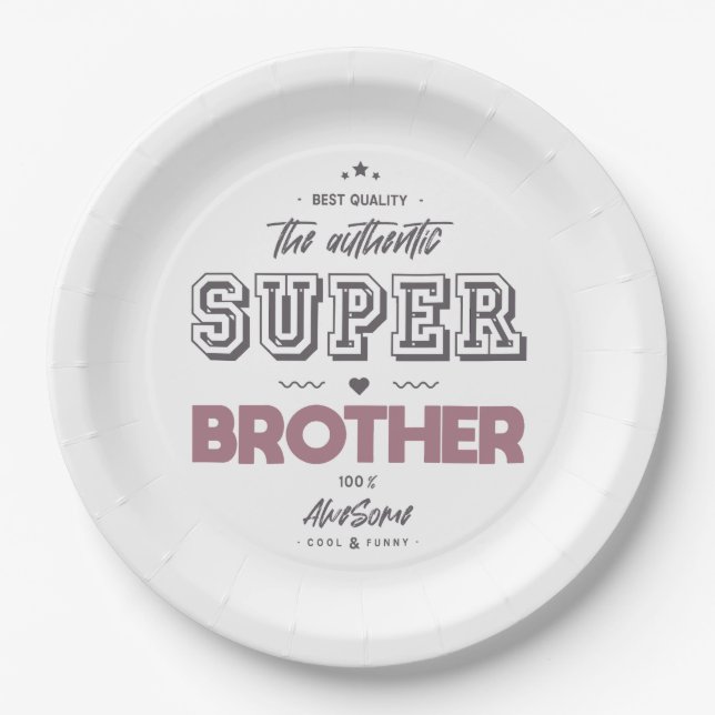 Assiettes En Carton L'authentique super frère (Devant)