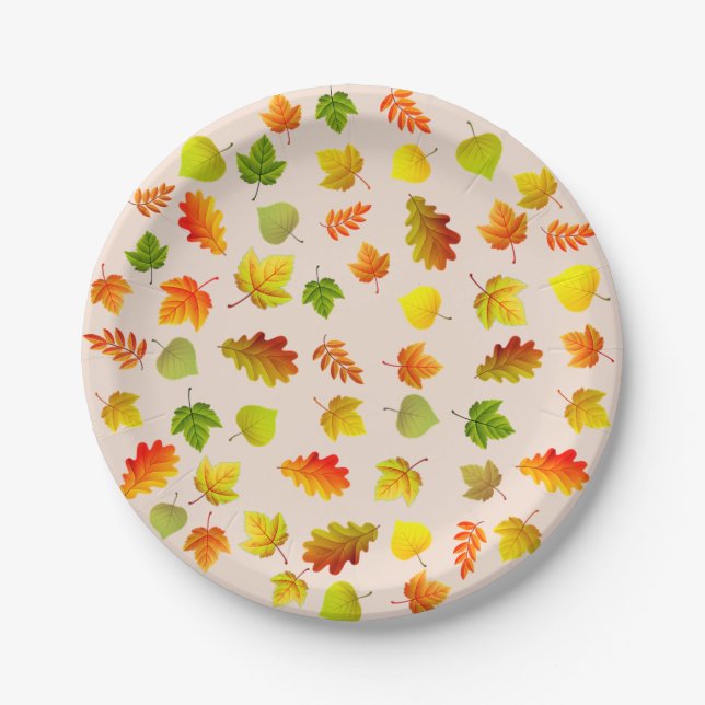 Assiettes En Carton L'automne de Thanksgiving part sur le beige (Devant)