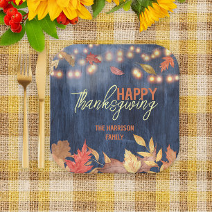 Assiettes En Carton L'Automne Laisse Des Lumières Fées Sur Le Bois Tha