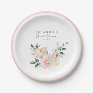 Assiettes En Carton Lavage à l'aquarelle rose pivoine rose pour douche