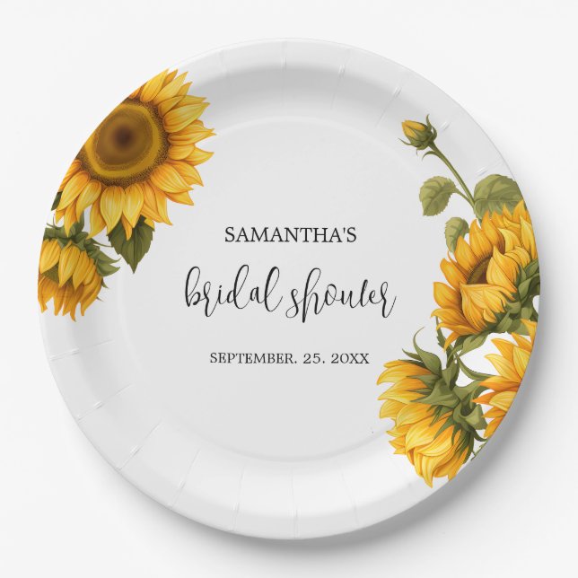 Assiettes En Carton Lavage de bébé avec des tournesols lumineux (Devant)