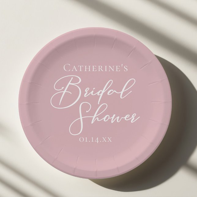 Assiettes En Carton Lavage de Rose Poussiéreux Rose Fête de Mariée Per (Créateur téléchargé)
