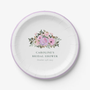 Assiettes En Carton Lavande Aquarelle Fleurs Mariage Personnalisé