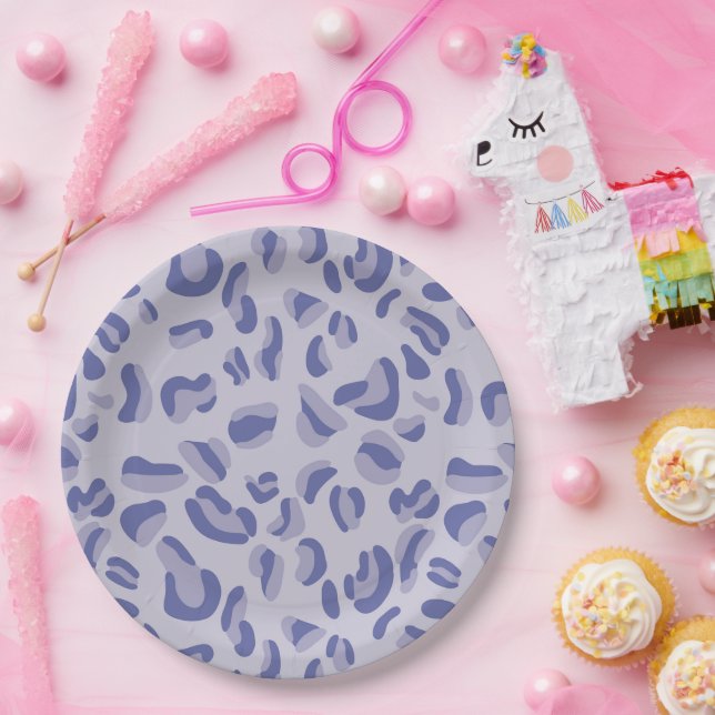 Assiettes En Carton Lavande de Motif de léopard pourpre (Fête)
