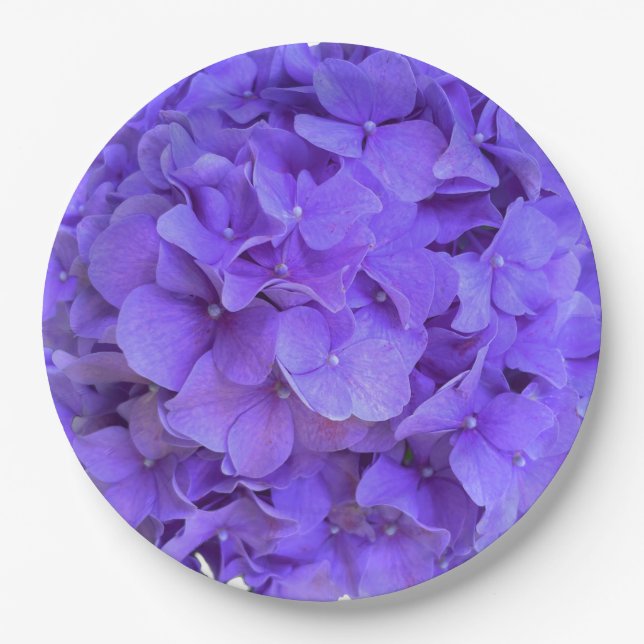 Assiettes En Carton Lavande lilas violet Hydrangeas violet Fleurs (Devant)