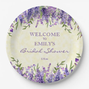 Assiettes En Carton Lavande Violette Fleurie Jaune Baby Shower