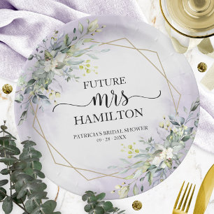 Assiettes En Carton Lavande Violette Géométrique de Verdure Fête de Ma