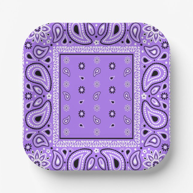 Assiettes En Carton Lavender Bandana Purple Paisley Party (Recto)
