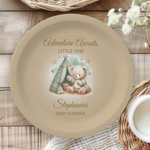 Assiettes En Carton L'aventure Attend Ours Bébé Unisexe