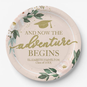 Assiettes En Carton L'aventure commence Fête de fin d'études Florale R