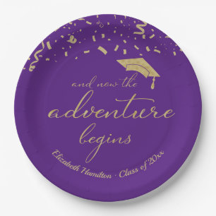 Assiettes En Carton L'aventure commence Gold Foil Graduation