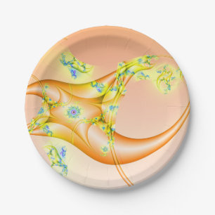 Assiettes En Carton Lavette   Art fractal orange et jaune