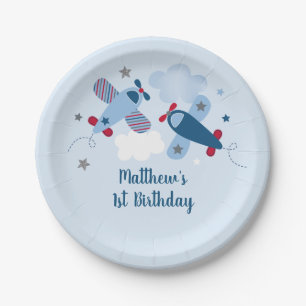 Assiettes En Carton L'avion étoile nuages Anniversaire