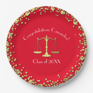 Assiettes En Carton Lawyer Law School Graduation Party Gold Red