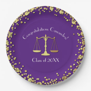 Assiettes En Carton Lawyer Law School Purple Gold Graduation Party