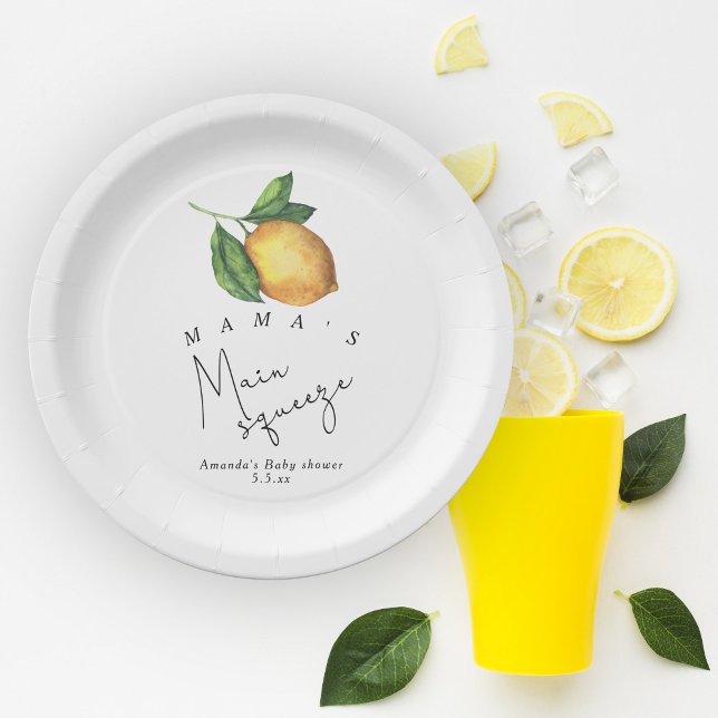 Assiettes En Carton Le baby shower de citron de la maman (Créateur téléchargé)