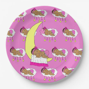 Assiettes En Carton Le Baby shower de la fille Magenta