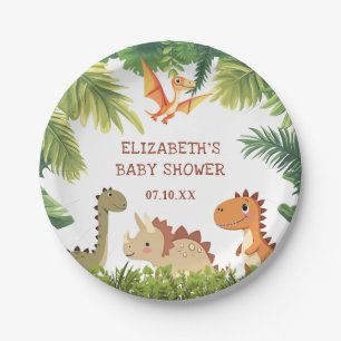 Assiettes En Carton Le Baby shower de verdure de Cute Dinosaur