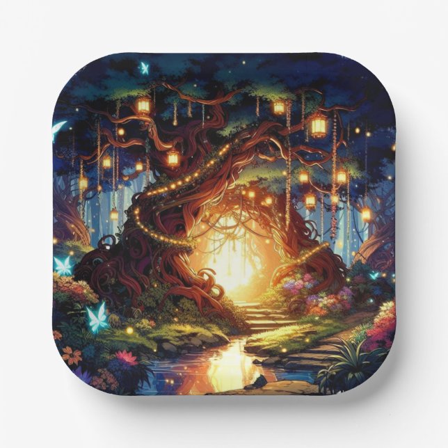 Assiettes En Carton Le Baby shower forestier enchanté de Little Boho (Recto)