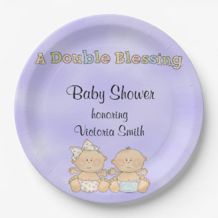 Assiettes En Carton Le baby shower jumelle la fille de garçon