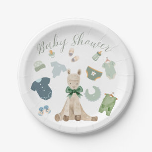 Assiettes En Carton Le Baby shower Vert À Thème