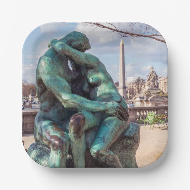 Assiettes En Carton Le baiser d'Auguste Rodin aux Tuileries, Paris (Recto)