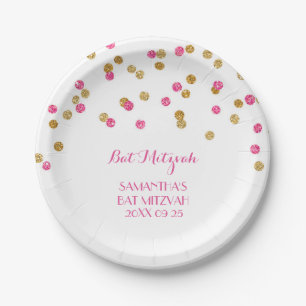Assiettes En Carton Le bat mitzvah nommé fait sur commande plaque les
