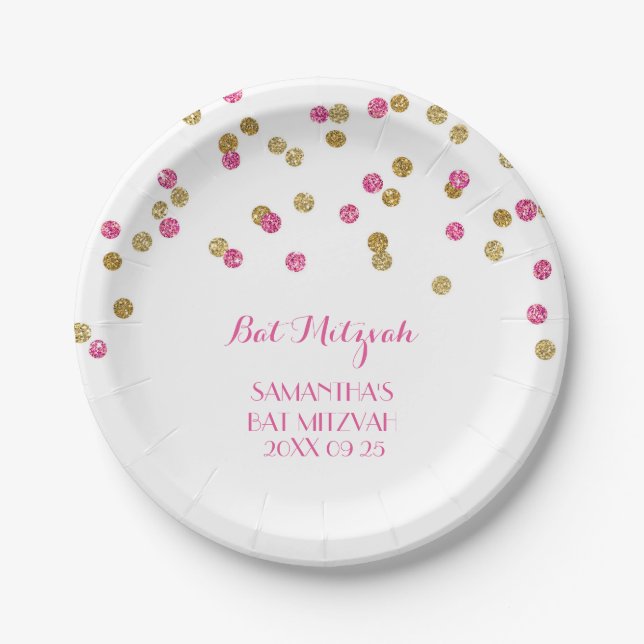 Assiettes En Carton Le bat mitzvah nommé fait sur commande plaque les (Devant)