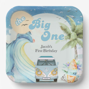 Assiettes En Carton Le Big One Surfing Retro Première fête d'anniversa