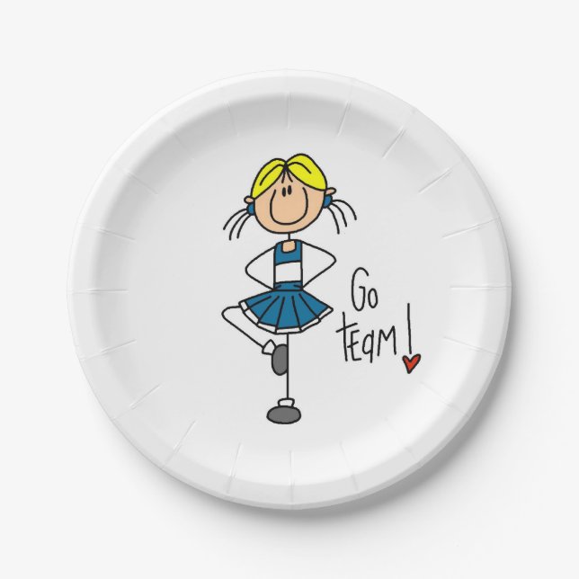 Assiettes En Carton Le bleu vont pom-pom girl d'équipe (Devant)
