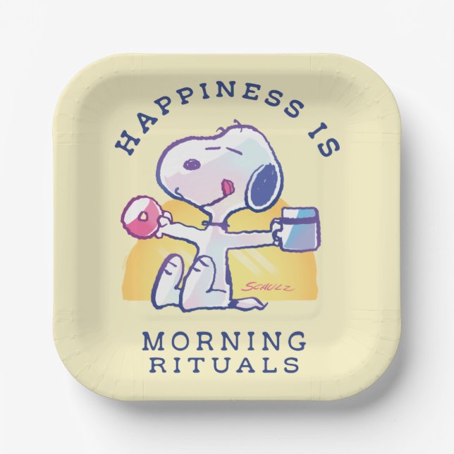 Assiettes En Carton Le bonheur, c'est les rituels du matin (Recto)
