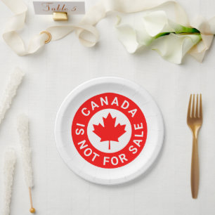 Assiettes En Carton Le Canada n'est pas à vendre typographie feuille d