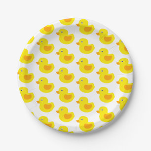 Assiettes En Carton Le caoutchouc jaune adorable penche Duckies