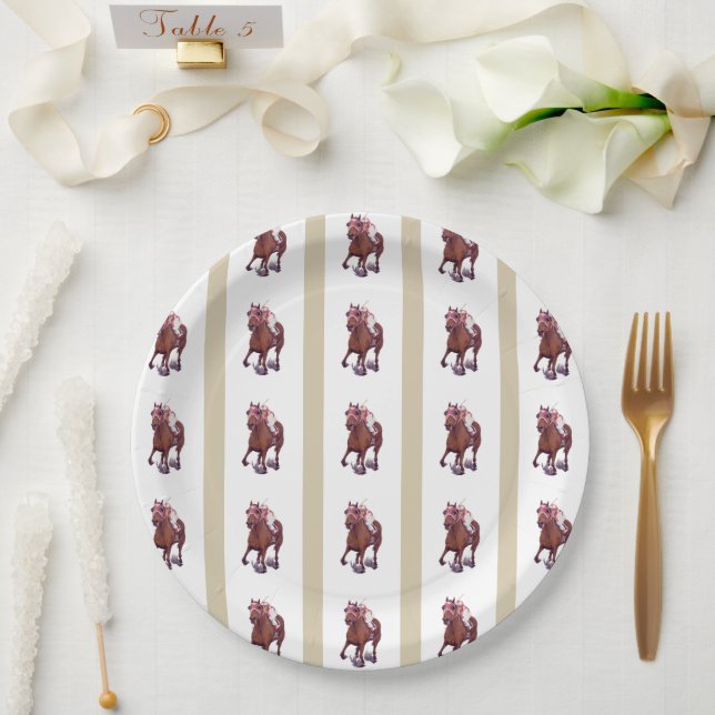 Assiettes En Carton Le champion Thoroughbred Seabiscuit bat l'amiral d (Mariage)
