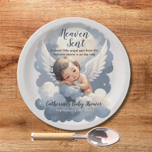 Assiettes En Carton Le Ciel A Envoyé Un Bébé Ange Dans Le Baby shower 