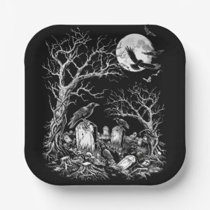 Assiettes En Carton Le cimetière Nevermore
