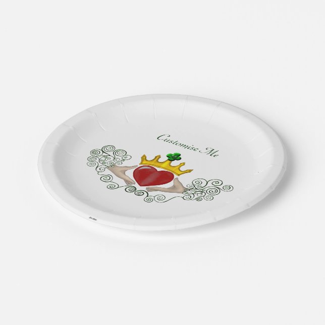 Assiettes En Carton Le Claddagh (couleur complète) (Angle)