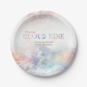 Assiettes En Carton Le Cloud Nine Rainbow Baby shower nuageux