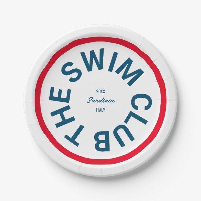 Assiettes En Carton Le Club de natation Blue Crest Red Stripe (Devant)