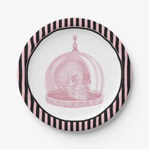 Assiettes En Carton Le crâne vintage dans une cloche Apothecaire d'H