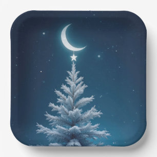Assiettes En Carton Le danger de l'étoile de Noël d'une lune de croiss