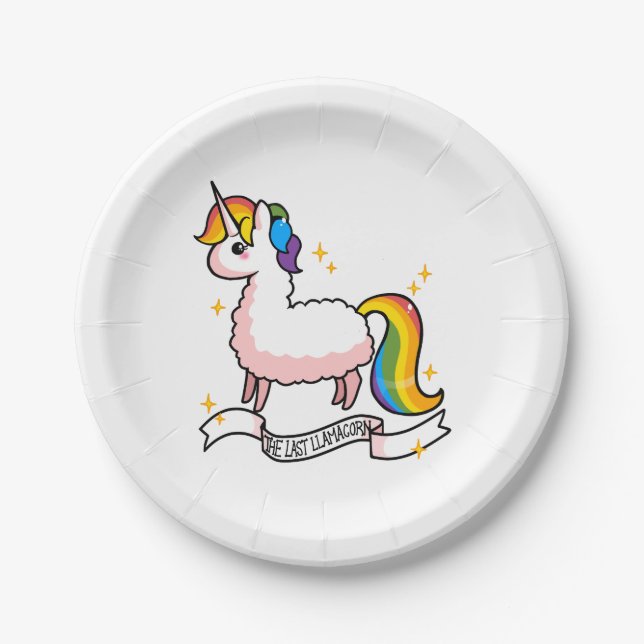 Assiettes En Carton Le dernier Llamacorn (Devant)