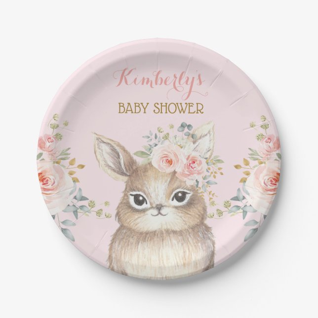 Assiettes En Carton Le doux rougissent des faveurs florales de baby (Devant)