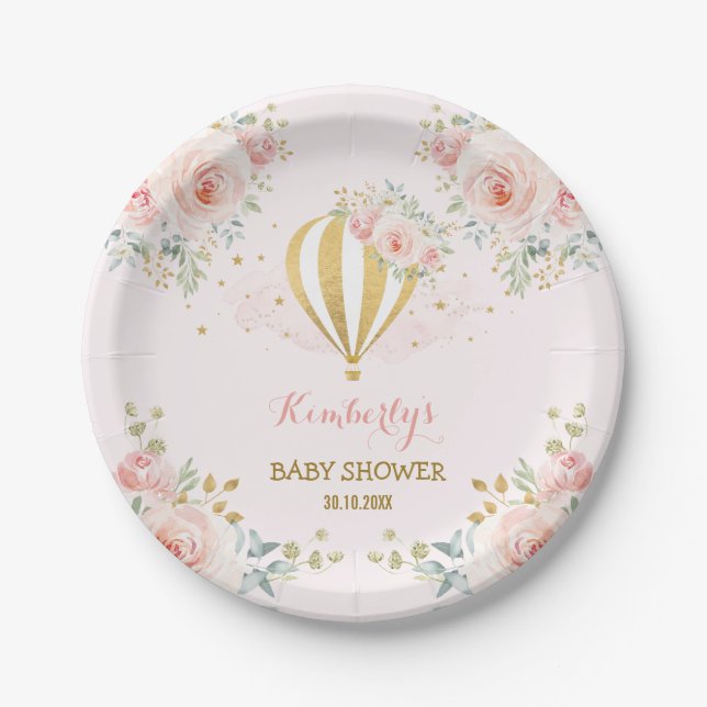 Assiettes En Carton Le doux rougissent partie de douche chaude de (Devant)