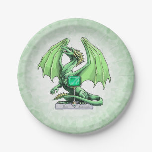 Assiettes En Carton Le dragon de Pierre de naissance de May : Emerald