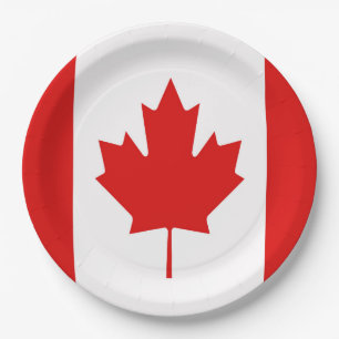 Assiettes En Carton Le drapeau de feuille d'érable du Canada