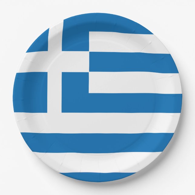 Assiettes En Carton Le drapeau national de la Grèce (Devant)